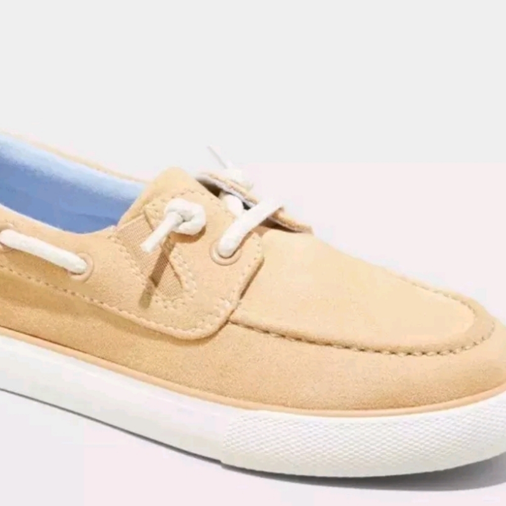 Cat & Jack Boys Reece Boat Shoes Slip Ons Beige Size 3 NEW WITH TAGS